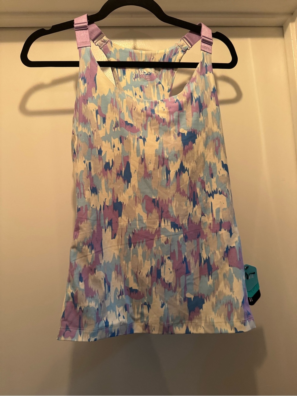 LuLaRoe Rise Dynamic Pastel Abstract Print Tank - Lavender, Light Blue, Cream